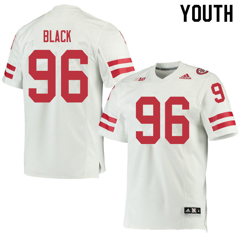 Youth #96 Marquis Black Nebraska Cornhuskers College Football Jerseys Sale-White - Click Image to Close